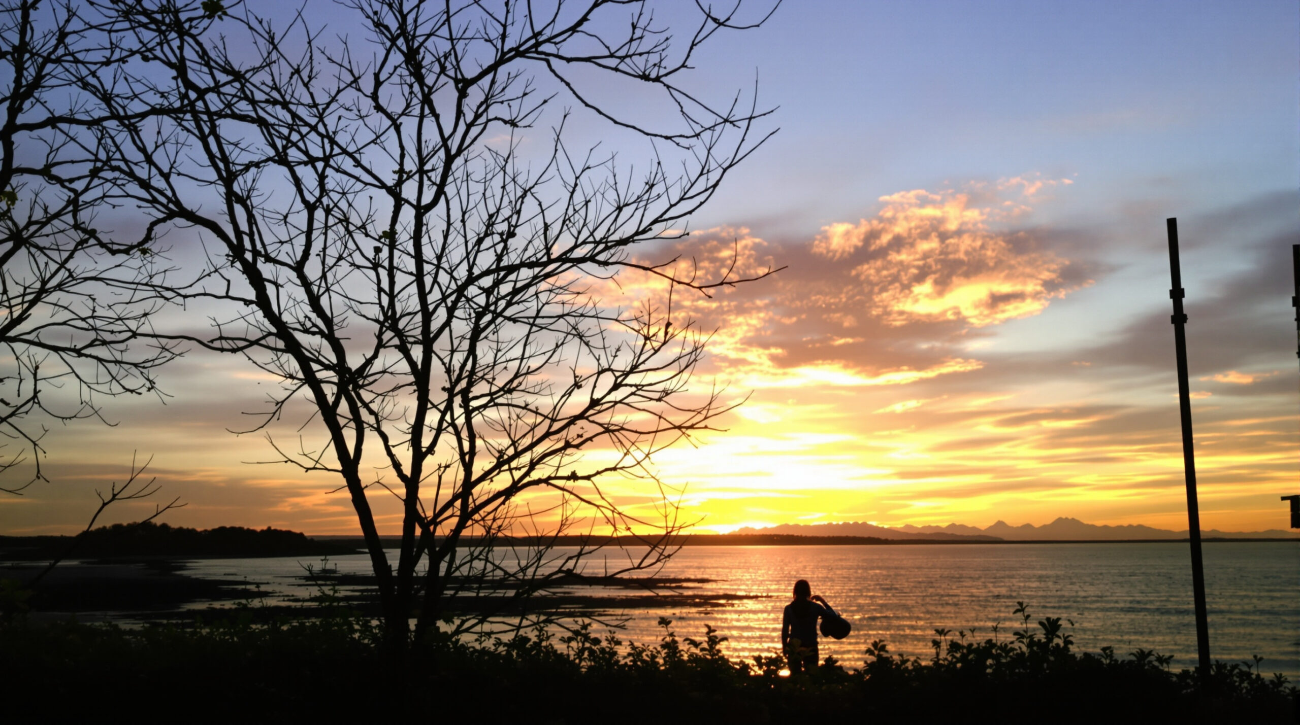 Silhouette au bord de la mer au coucher du soleil, symbolisant une vocation guidée par la mémoire d’un drame oublié